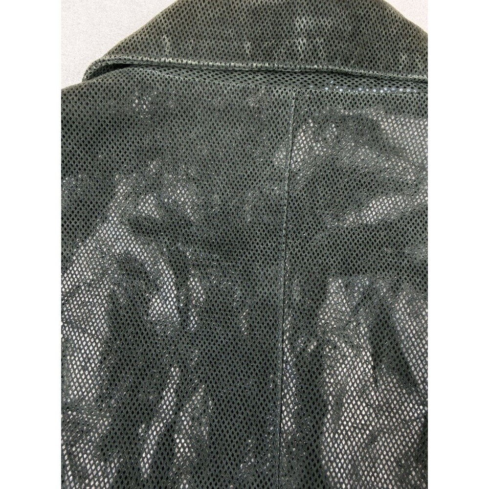 Vintage Paolo Santini Women's 6 Genuine Leather Moto Vest Green Gray Zip Y2K - Picture 10 of 11